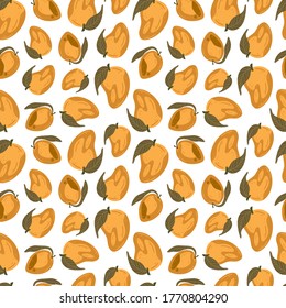 Mango vector illustrations. Seamless pattern background. hand draw cartoon Scandinavian nordic design style for fashion or interior or cover or textile.