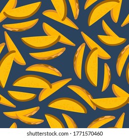Mango vector illustrations. Seamless pattern background. hand draw cartoon Scandinavian nordic design style for fashion or interior or cover or textile.