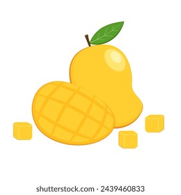 Mango vector. Mango sobre fondo blanco. diseño del logotipo. Mango vector de dibujos animados.