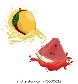 Mango and watermelon fruit splash