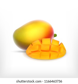 Mango. Whole and pieces. Vector icon. EPS10