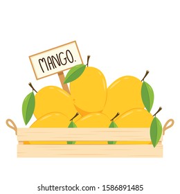 Mango in wood crate. mango on white background. Thailand dessert.