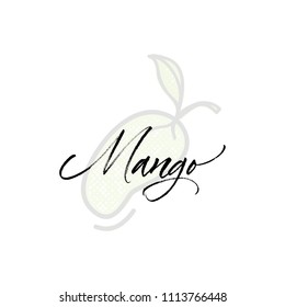 Mango word on background illustration. Fruit web element, Isolated Vector.