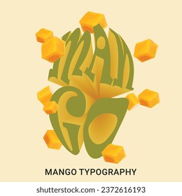 Mango word typography, mango word lettering logo, vector mango word