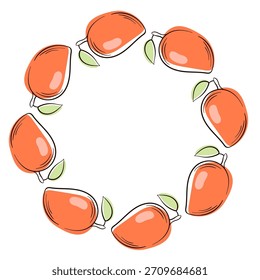 Mango wreath in flat style isolated on a white background.