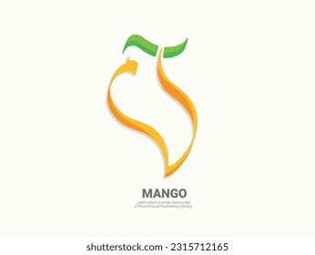 Mango written in Urdu Calligraphy in shape of mango fruit, Best for use for mango market, mango festival and food adverts