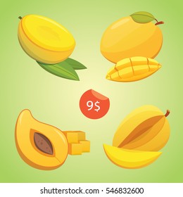 Mango yellow fresh Fruit Isolated Vector illustration