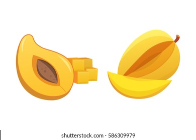 Mango yellow Fruit Isolated Vector illustration. Ripe fresh mangoes