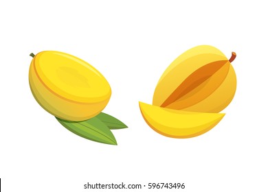 Mango yellow Fruit Isolated Vector illustration. Ripe fresh mangoes