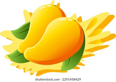Mango Yellow Splash Fruit Tropical Fresh Summer Isolated