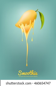 Mango Yogurt and Smoothie milk with fruit, Juice concept, transparent Vector Illustration