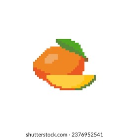 Mangos píxel de fruto 8 bits fondo de ilustración vectorial de arte.