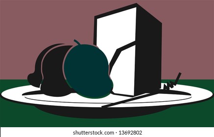 mangoes and juice packet in a plate	