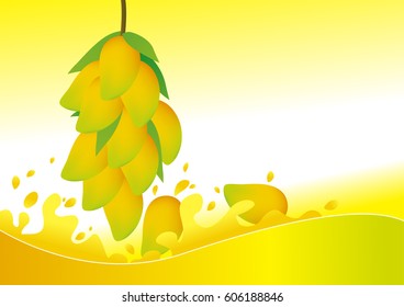 Mangoes and water splash design with copy space 