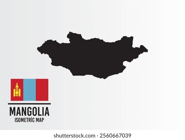 Mangola vector map with flag next to it. Mangola map with national flag isolated on white background. Vector illustration.