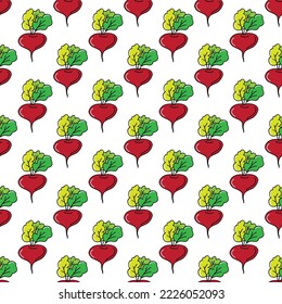 Mangold or swiss chard seamless pattern. Healthy food nutrition product.   Doodles vector illustration. Design element for fabric, wallpaper, wrapping paper, menu, cooking book.