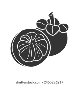 Mangoosten Icon Silhouette Illustration. Tropical Fruit Vector Graphic Pictogram Symbol Clip Art. Doodle Sketch Black Sign.