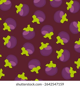 Mangosteen background. Seamless pattern with mangosteen fruit for web, print, cloth texture or wallpaper