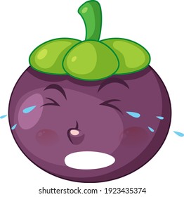Mangosteen cartoon character with facial expression illustration