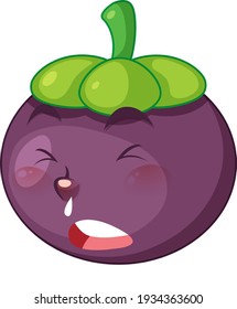 Mangosteen cartoon character with facial expression illustration