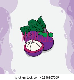 Mangosteen cartoon template with manggis text that mean is mangosteen for fruit template design