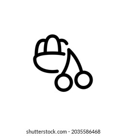 Mangosteen and Cherry Fruit Vegetable Food Monoline Symbol Icon Logo for Graphic Design UI UX and Website