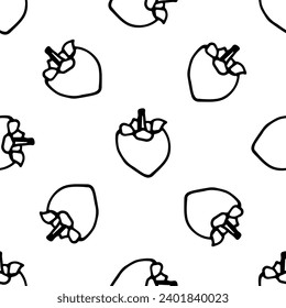 Vector de doodle Mangosteen patrón sin fisuras en fondo blanco