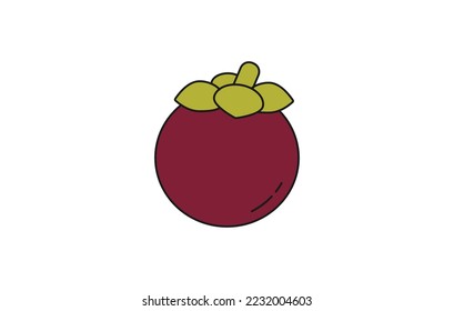 Mangosteen flat design vector illustration isolated on white background. Vegetarian food. Healthy diet. Vector illustration design. exotic tropical fruit, food line icon