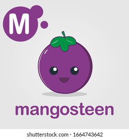 Mangostanen flach spaßig süße Obst und Gemüse Charakter für Kinder Bildung und Kindergarten