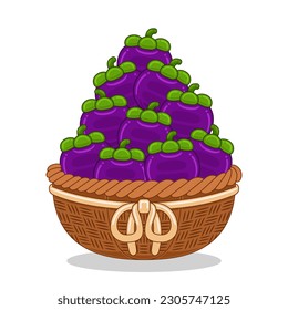 frutos de mangostino en ilustración vectorial de cesta