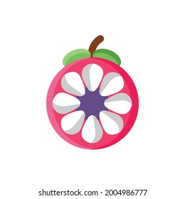 Frutos de mangostino en ilustración vectorial plana. Alimentos orgánicos y frescos saludables en la granja. El supermercado y el restaurante vegano están decorados con elementos de menú. Almuerzo de escuela natural.