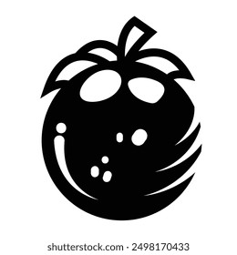 Mangosteen fruit icon illustration isolated on square white background. Simple flat outlined cartoon art styled drawing.