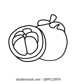 Mangosteen Fruit Icon. Vector Design Illustration Sign Logo.