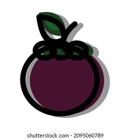 Mangosteen fruit icon. Vector illustration on white background