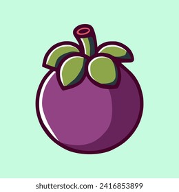 Mangosteen Fruit Illustration Vector Image, can be used for promotions on social media and on other platforms