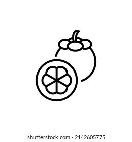 Icono de la línea de fruta de Mangosteen. signo de estilo lineal para concepto móvil y diseño web. Icono del vector del contorno de garcinia mangostana. Símbolo, ilustración del logotipo. Gráficos vectoriales