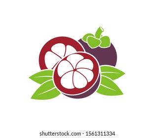Mangosteen fruit logo. Isolated  mangosteen fruit on white background
