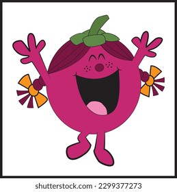 Mangosteen fruit mascot cartoon giving a hands up. Mangosteen character illustration.