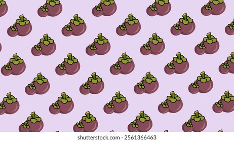 Mangosteen fruit pattern background. Vector of Mangosteen fruit icon. Perfect for textile, fabric, print, web, business, advertising, social media, many more. SSTKbackgrounds 
