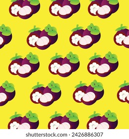 Mangosteen fruit seamless pattern background design