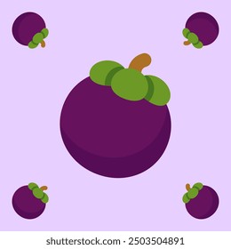 mangosteen fruit seamless for pattern fabric, simple mangosteen fruit cute repeat in square background, illustration fruit pattern wallpaper