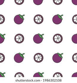 Patrón De Frutos De Mangostino Sin Maravilla En Un Fondo Blanco. Ilustración de vectores de Mangosteen frescos