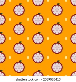 Mangosteen fruit seamless pattern on pleasant yellow background made in vector. Can be used for textile children's fashion clothes or can be printed on paper. seamless pattern