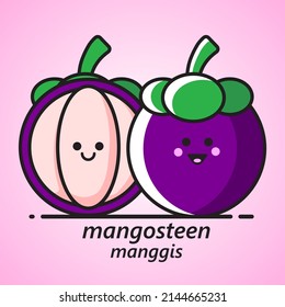 
vector de fruto de mangostino con cara linda