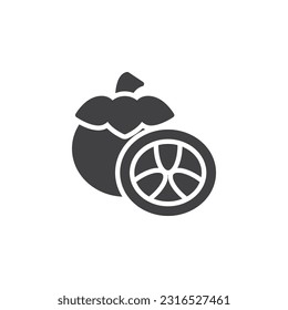 Mangosteen fruit vector icon. filled flat sign for mobile concept and web design. Tropical mangosteen glyph icon. Symbol, logo illustration. Vector graphics