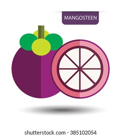 Mangosteen, fruit vector illustration