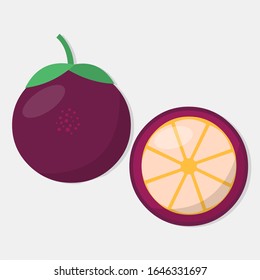 ilustración vectorial de la fruta mangosteen en estilo plano