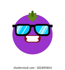 Mangosteen with glasses isolated. Mangosteen cool vector illustration