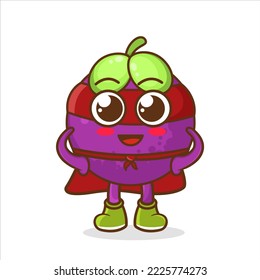 mangosteen heroes vector. cartoon character. cartoon superhero fruit icon