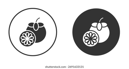 Icono de mangostán ilustraciones planas. Arte vectorial.